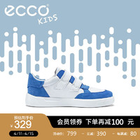 爱步（ECCO）童鞋 潮流撞色魔术贴休闲运动板鞋 街趣700832 电光蓝白色70083260368 32码