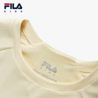 FILA【凉感科技】斐乐儿童童装2024夏季中大童女童短袖T恤潮 鹅毛黄-YE 140cm