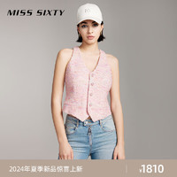 MISS SIXTY2024夏季马甲女法式小香风无袖修身百搭高级感气质 粉红 XS