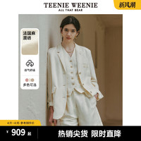 TEENIE WEENIE TeenieWeenie小熊2024新款老钱风法国麻西装外套亚麻混纺轻盈女装