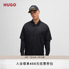 HUGO男士2024春夏双衣袖古巴领宽大版型衬衫 001-黑色 EU:M