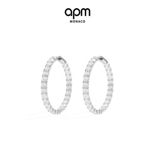 APM Monaco大号方形环状耳环女高级设计感耳饰时尚饰品  银白色
