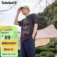 限尺码：Timberland 短袖男士夏季新款户外旅行运动T恤黑色圆领印花半袖A6DVK