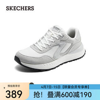 斯凯奇（Skechers）女鞋舒适时尚休闲板鞋系带透气厚底缓震户外运动鞋177725 白色/灰色/WGY 36