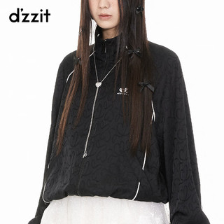 DZZIT地素暗纹提花外套2024夏季运动风简约女 黑色 S