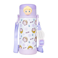 Disney 迪士尼 儿童保温杯吸管杯女男宝宝水杯真空保温防喷便携背带水壶-380ML