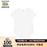 Skechers斯凯奇小凉伞女童设计感短袖夏季儿童运动T恤P224G110 亮白色/0019 120cm