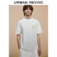 URBAN REVIVO 男士刺绣设计舒适棉质短袖T恤 UML440084 本白 XS