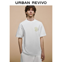 URBAN REVIVO 男士刺绣设计舒适棉质短袖T恤 UML440084 本白 XS