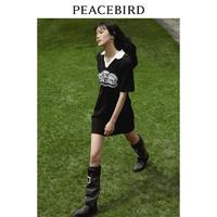 PEACEBIRD 太平鸟 夏季时尚美式复古POLO领T恤连衣裙女简约学院风