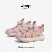 Jeep 吉普 女童包头凉鞋夏季户外溯溪鞋2024新款男童运动软底防滑儿童沙滩鞋 粉色 35码 鞋内约长22.4cm