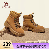 骆驼（CAMEL）女鞋冬季时尚休闲复古厚底户外登山高帮鞋马丁靴女 L23W577151 土黄 38