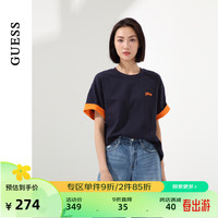 GUESS24年夏季男士赛博撞色潮流酷炫纯棉短袖T恤-M4PI87K2Q40 G720-赛博柑橘 XS