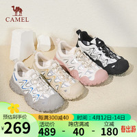 骆驼（CAMEL）溯溪鞋女撞色拼接绑带厚底户外休闲鞋 L24S076620 米/银/黄 37 米/银/黄(密网款)