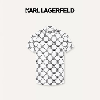 Karl Lagerfeld卡尔拉格斐轻奢老佛爷男装 24夏款KARL满印修身短袖衬衫 本白 50