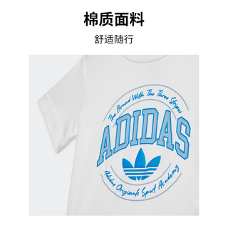 adidas学院风运动短袖套装男婴童阿迪达斯三叶草IT7273 白/深靛蓝 92CM