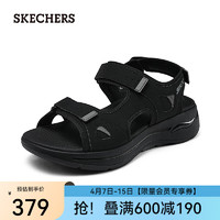 斯凯奇（Skechers）夏季男士休闲凉鞋厚底减震户外沙滩鞋魔术贴露指凉拖229064 黑色/BLK 39.5