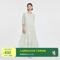 纳薇(naivee)naivee纳薇24夏知性优雅法式慵懒风司马克收褶宽松流光连衣裙 蜜瓜绿 预计4月17日前发货 165/88A/L