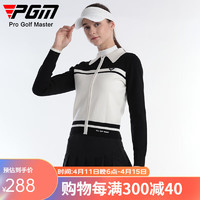 PGM 高尔夫服装女士长袖毛衣 秋冬季保暖女装 学院风运动球服 YF638-黑白色 XL