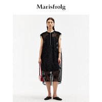 Marisfrolg【艺术匠坊】玛丝菲尔2024夏时尚落肩设计蕾丝刺绣宽松上衣女 经典黑 S