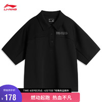 LI-NING 李宁 CF溯丨短袖POLO衫女2024春夏户外宽松时尚休闲运动上衣APLU246