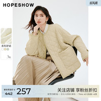 HOPESHOW 红袖 outlets复古菱形格纹外套hopeshow2023秋装新款落肩宽松棉服