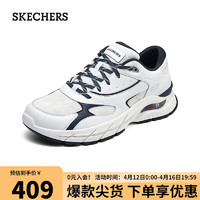 SKECHERS 斯凯奇 休闲鞋运动鞋透气潮流鞋子210424 白色/海军蓝色/WNV 45