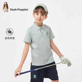 暇步士（Hush Puppies）童装男童2024夏季短袖POLO衫轻薄舒适百搭短袖 杏仁卡其 160cm