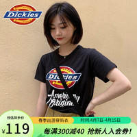 Dickies 帝客 短袖 情侣款印花短袖t恤 DK007386 黑色 XS