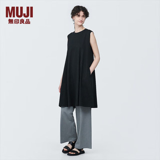 无印良品（MUJI）女式 天竺织 无袖连衣裙 女装裙子夏季 早春BB2POA4S 黑色 S （155/80A）