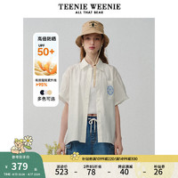Teenie Weenie【UPF50+】小熊短袖衬衫女2024年夏季防紫外线索罗娜衬衣上衣 白色 160/S