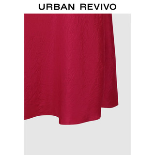 URBAN REVIVO 夏季女侧捏褶金属链条连衣裙 UWG740073 玫红色 S