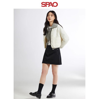 SPAO韩国同款2024年春季女士长袖翻领纯色夹克外套SPJAE12G01 黑色 S