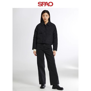 SPAO韩国同款2024年春季女士长袖翻领纯色夹克外套SPJAE12G01 黑色 S