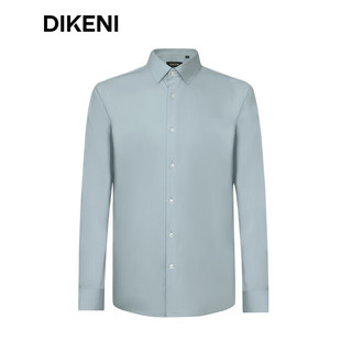 迪柯尼（DIKENI）雅致蓝6A级桑蚕丝正装衬衫2024年春商务免烫衬衣长袖 灰绿 38