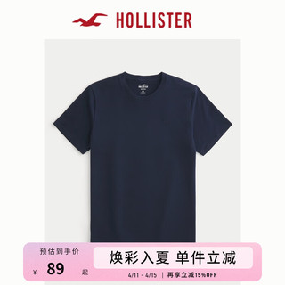 HOLLISTER 24春夏新款情侣美式修身圆领短袖T恤男女装348888-1 海军蓝色 L (180/108A)
