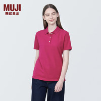 无印良品 MUJI 女式 水洗 珠地网眼织 短袖POLO衫 女款早春BB2PZA4S 粉红色 XL (165/92A)