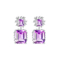 JOLEE耳钉S925银时尚轻奢天然紫水晶彩色宝石饰品耳环