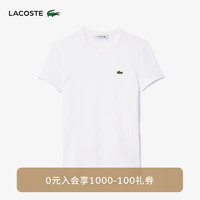 LACOSTE法国鳄鱼女装 24纯色简约休闲直筒修身圆领短袖T恤|TF7218 001/白色 38 /165