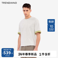 TRENDIANO双色双面布短袖圆领T恤2024年春季时尚百搭上衣男 白色 M