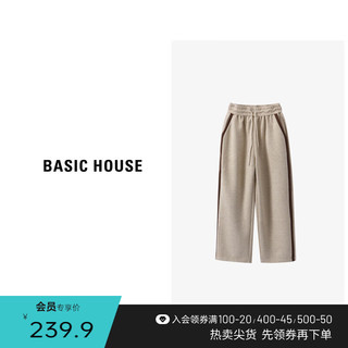 百家好（Basic House）抽绳拼接休闲裤春季宽松山羊绒高腰阔腿裤B0633B5X242 贝壳白 S80-110斤