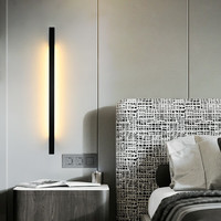 卡梦尔led壁灯卧室客厅沙发背景墙氛围灯极简一字长条书房床头灯饰具 黑色长40CM-6W 白光