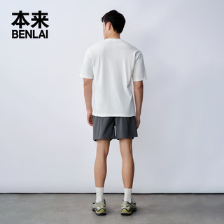 本来BENLAI男士拒水短袖t恤2024夏季贴袋设计感宽松圆领上衣 本白 XL
