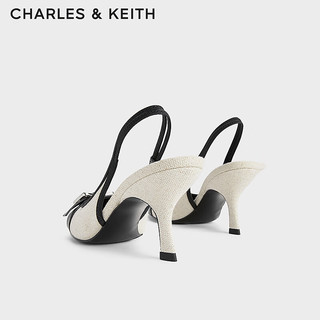 CHARLES&KEITH24夏气质尖头金属扣高跟包头凉鞋CK1-60361511 粉白色Chalk 39