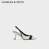 CHARLES&KEITH24夏气质尖头金属扣高跟包头凉鞋CK1-60361511 粉白色Chalk 39