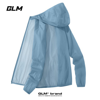 GLM防晒衣男夏季轻薄透气户外运动钓鱼男士带帽防晒服 冰蓝 XL