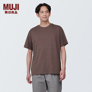 无印良品 MUJI 男式 天竺织圆领短袖T恤男士打底衫男款夏季AB1MIA4S 烟熏棕色 L (175/100A)