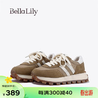 Bella Lily2024春季低帮经典阿甘鞋女厚底老爹鞋潮流运动鞋子 棕色 38
