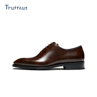Truffaut博物馆皮牛津鞋整张皮固特异英伦复古商务正装皮鞋男 深棕色  41