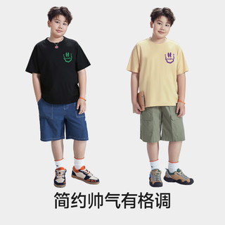 小猪托尼男童短袖夏季纯棉t恤胖儿童宽松加肥加大24 2139-杏色 170，165-170高，125-145斤